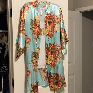 Satin floral robe